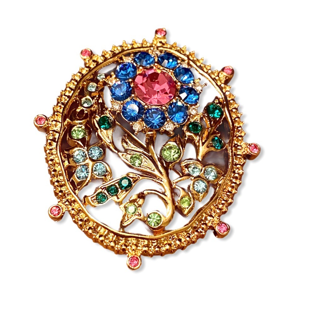 TRIFARI Rhinestones Flower Brooch Marked 1998